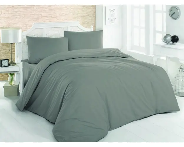 Lenjerie de pat dubla (EU) (IT), Dark Grey, Patik, Bumbac Ranforce