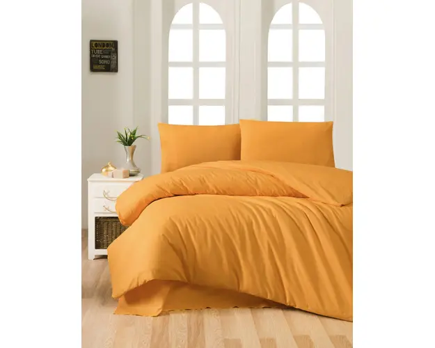 Lenjerie de pat dubla (EU) (IT), Mustard, Patik, Bumbac Ranforce