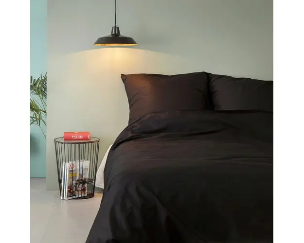 Lenjerie de pat dubla Super King (FR), Black, Patik, Bumbac Ranforce