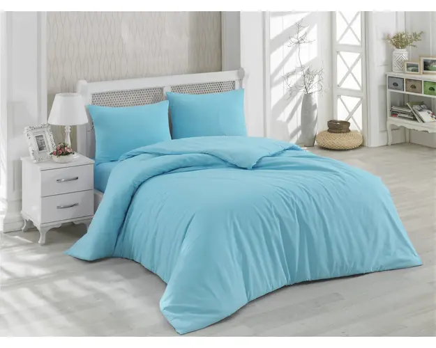 Lenjerie de pat pentru o persoana (FR), Turquoise, Patik, Bumbac Ranforce