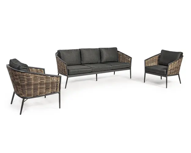 Set mobilier de gradina 3 piese, Maribela, Bizzotto, gri carbune