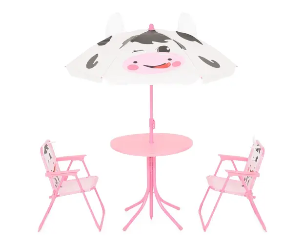 Set mobilier de gradina pentru copii, 4 piese, Cow, roz