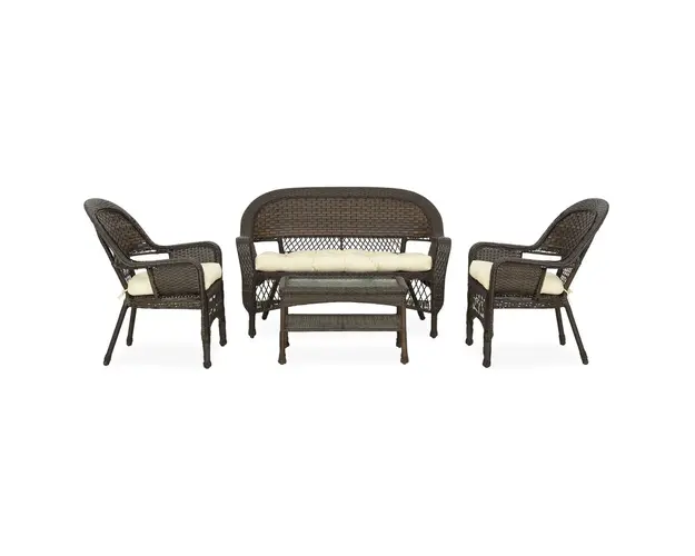 Set mobilier gradina/terasa, Barbara, 4 piese, otel, maro/bej