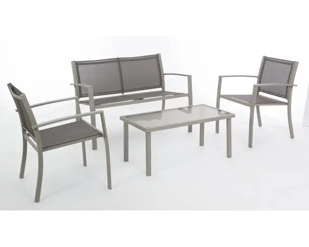 Set mobilier pentru gradina / terasa 4 piese Peder, Bizzotto, otel / textilena, grej