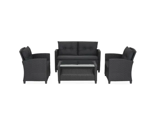 Set mobilier pentru gradina, Touloh, 4 piese, negru
