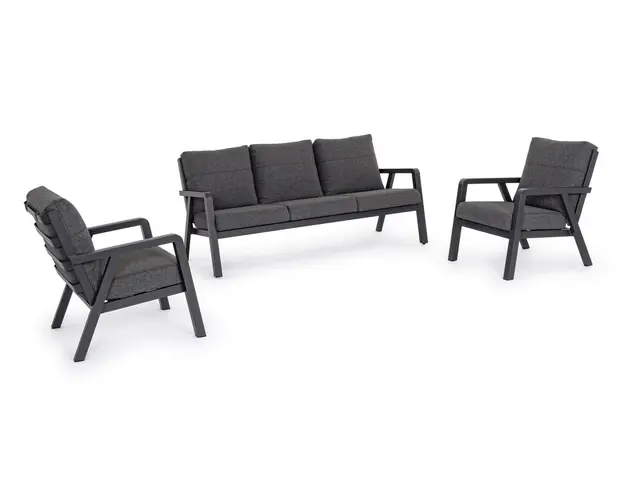 Set mobilier pentru gradina/terasa 3 piese Truman, Bizzotto, aluminiu/tesatura ofelin, gri carbune