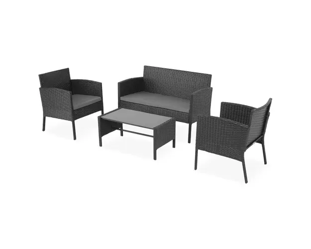 Set mobilier pentru gradina/terasa, 4 piese, Laredo, otel, negru/gri