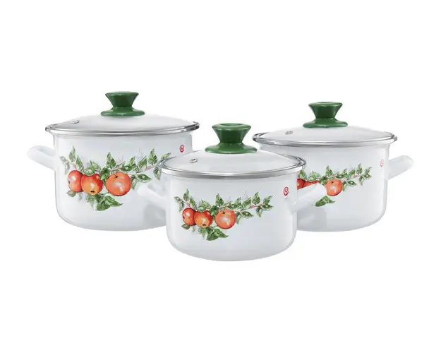 Set oale model mere Emalia Olkusz, 23x23x26.5 cm, 6 piese, otel/sticla, multicolor
