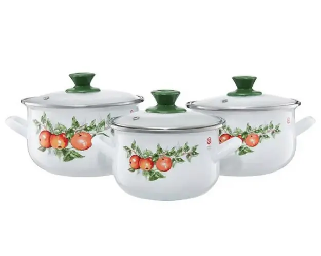 Set oale model mere Emalia Olkusz, 6 piese, otel/sticla, multicolor