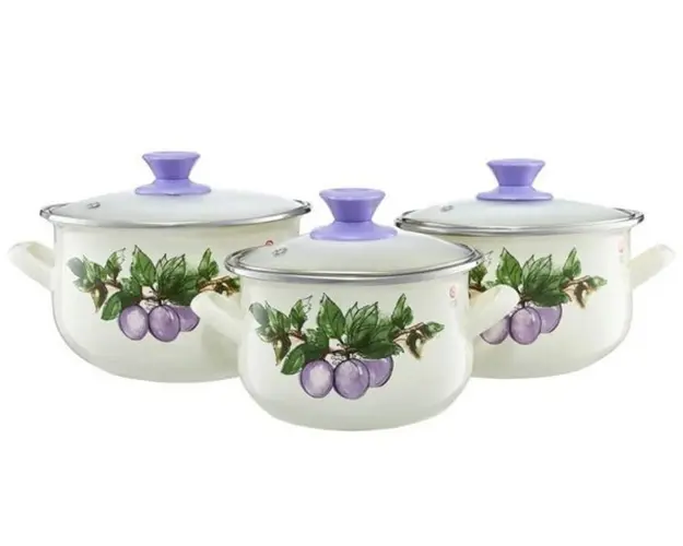 Set oale model prune Emalia Olkusz, 6 piese, otel/sticla, multicolor