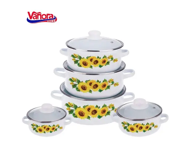 Set oale Sun Flower, Cooking by Heinner, 10 piese, otel carbon, multicolor