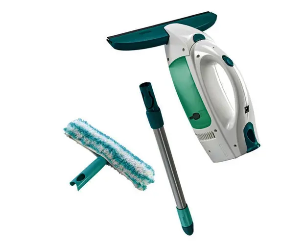 Set pentru curatat geamuri 3 piese, Leifheit, Dry&amp;Clean, click system, alb/verde