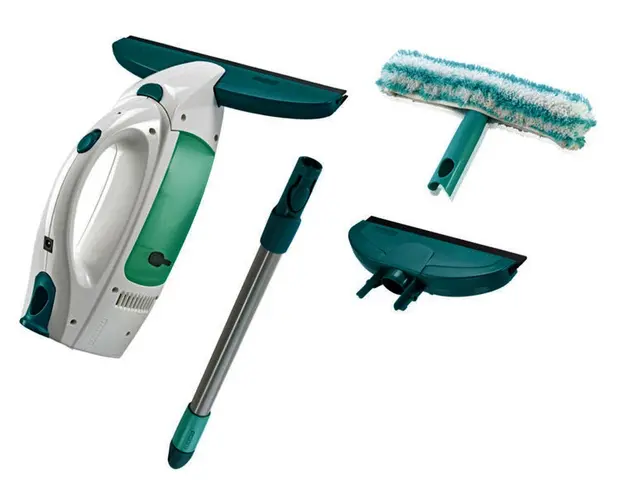 Set pentru curatat geamuri 4 piese, Leifheit, Dry&amp;Clean, click system, alb/verde