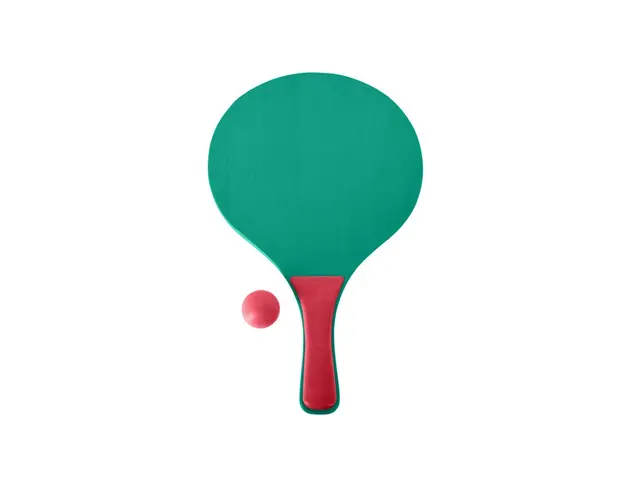 Set ping pong pentru plaja, 3 piese, lemn, rosu/verde