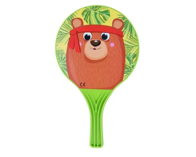 Set ping pong pentru plaja Bear, 3 piese, 23x38 cm, polipropilena, verde