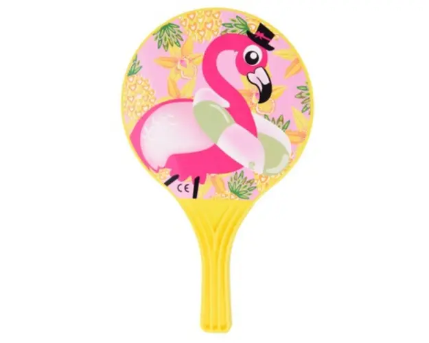 Set ping pong pentru plaja Flamingo, 3 piese, 23x38 cm, polipropilena, galben