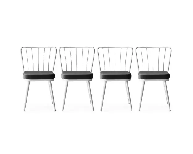 Set scaune 4 piese, Nmobb, Yıldız, Metal, Alb