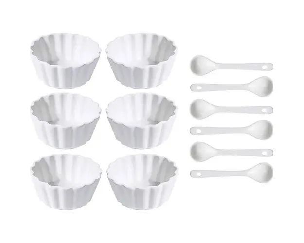 Set servire aperitive 12 piese Round v1, 4x9 cm, portelan, alb