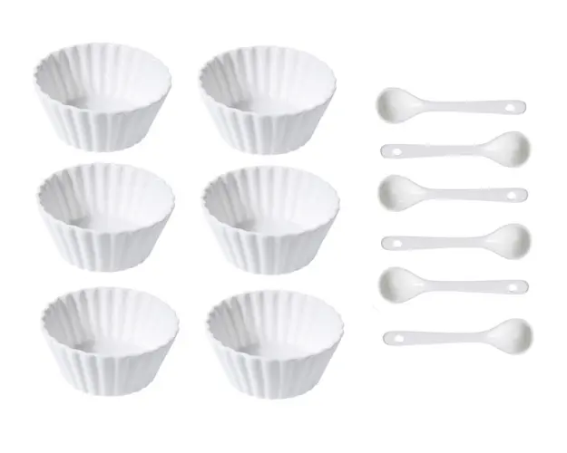 Set servire aperitive 12 piese Round v2, 4x9 cm, portelan, alb