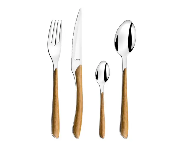 Set tacamuri, 16 piese, Amefa, Eclat Nature, inox, maro