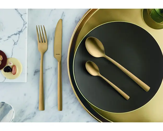 Set tacamuri, 16 piese, Amefa, Manille Vintage Gold, inox, auriu