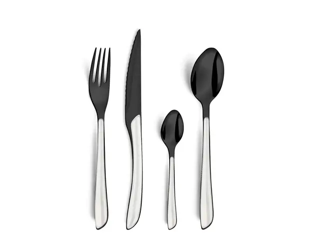 Set tacamuri 16 piese, Amefa, Trend Lumino, inox, alb/negru