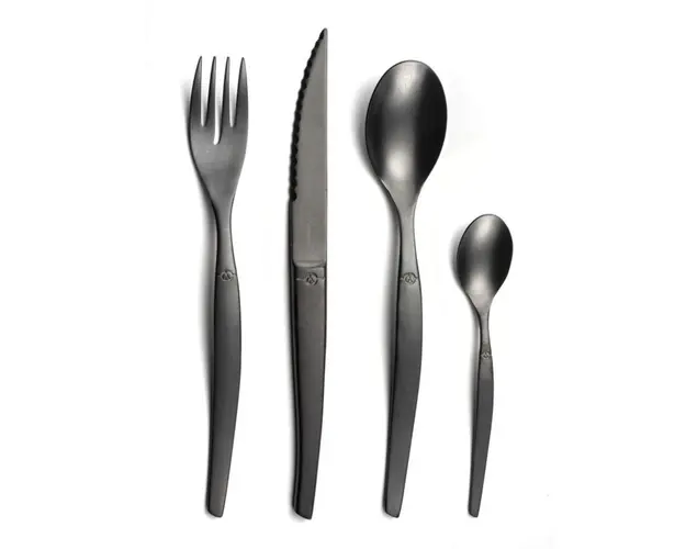 Set tacamuri, 16 piese, Lou Laguiole, Jet Vintage, inox, negru