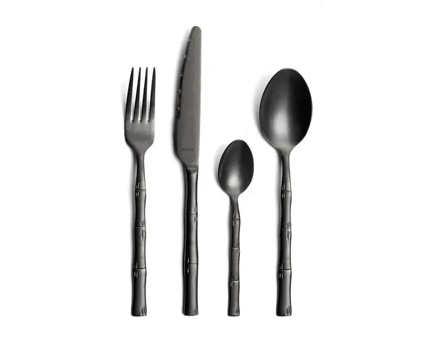 Set tacamuri Amefa, Karma, 16 piese, inox 18/0, negru