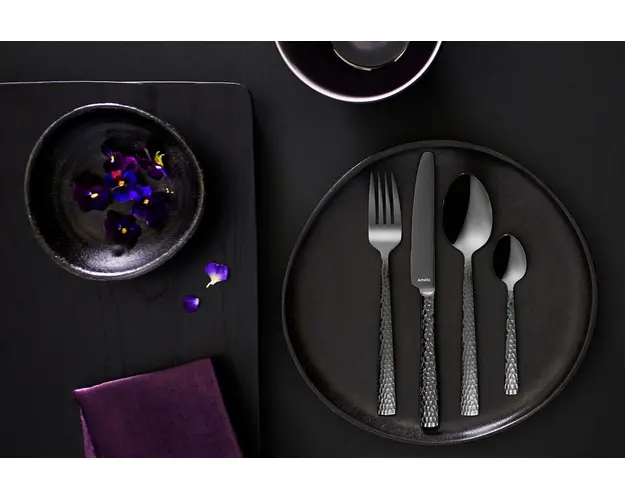 Set tacamuri pentru 6 persoane, 24 piese, Amefa, Felicity Black, inox