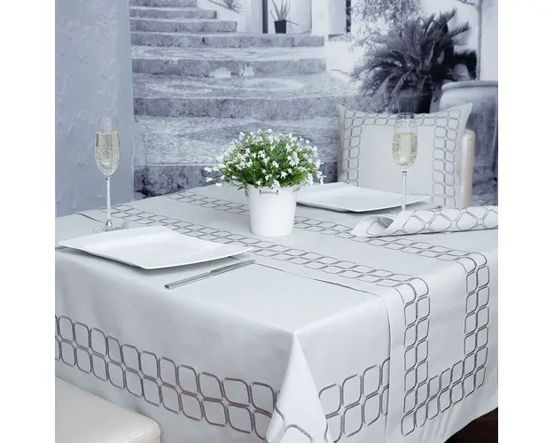 Set textile de masa 8 piese Greece, Ambition, poliester, gri