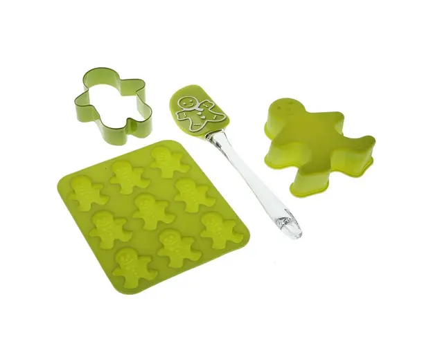 Set ustensile si forme desert pentru copii, 4 piese,Versa, Muneco, silicon, verde
