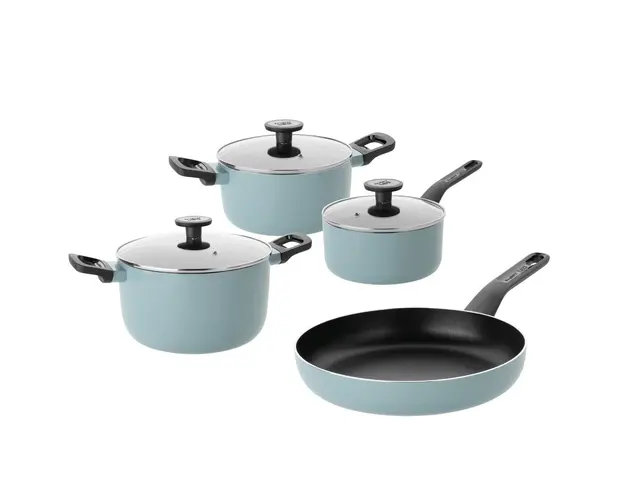 Set vase pentru gatit 7 piese BergHOFF, Leo Slate, aluminiu, invelis antiaderent, albastru