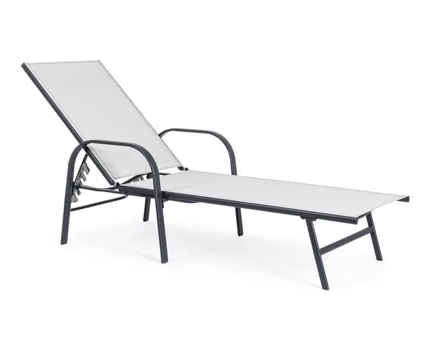 Sezlong Arent, Bizzotto, 69 x 195 x 95 cm, otel/textilena 2x1, gri carbune