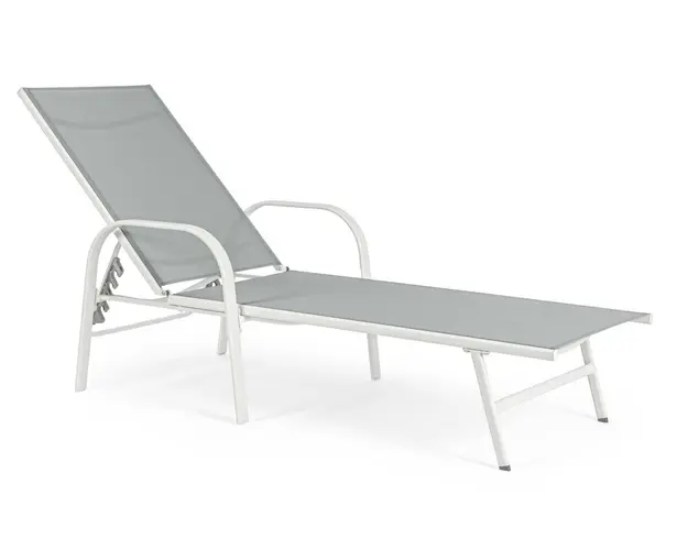 Sezlong Arent, Bizzotto, 69 x 195 x 95 cm, otel/textilena 2x1, alb