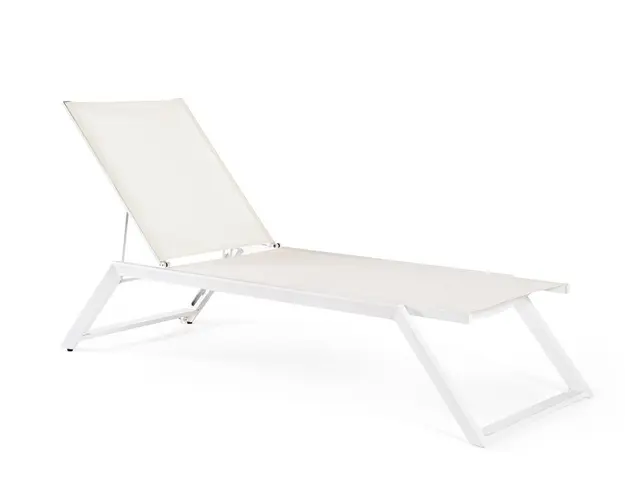 Sezlong cu roti Kaylan, Bizzotto, 70 x 207.5 x 93 cm, aluminiu/textilena 1x1, alb