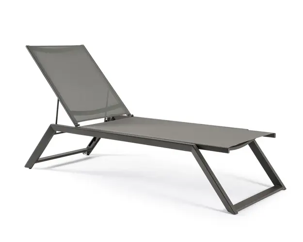Sezlong cu roti Kaylan, Bizzotto, 70 x 207.5 x 93 cm, aluminiu/textilena 1x1, gri carbune