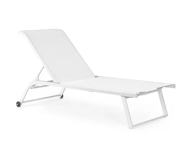 Sezlong cu roti Taylor, Bizzotto, 70 x 182 x 91.5 cm, aluminiu, alb