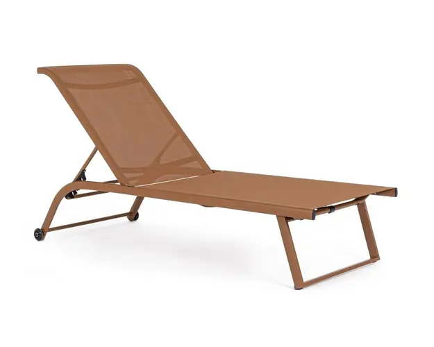 Sezlong cu roti Taylor, Bizzotto, 70 x 182 x 91.5 cm, aluminiu, maro pecan