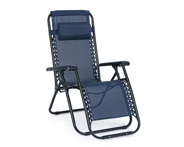 Sezlong Morgan, Bizzotto, 65 x 176 x 80 cm, otel/textilena 2x1, albastru