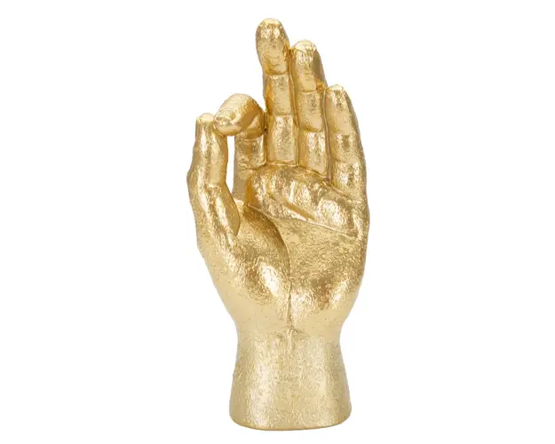 Statueta decorativa, Ok Hand, Mauro Ferretti, 10 x 7 x 22.5 cm, polirasina, auriu