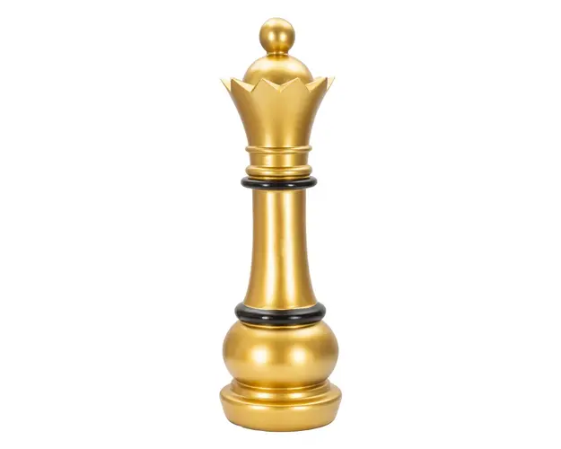 Statueta decorativa / Piesa de sah Regina, Gold Queen, Mauro Ferretti, Ø15 x 50 cm, polirasina, auriu/negru