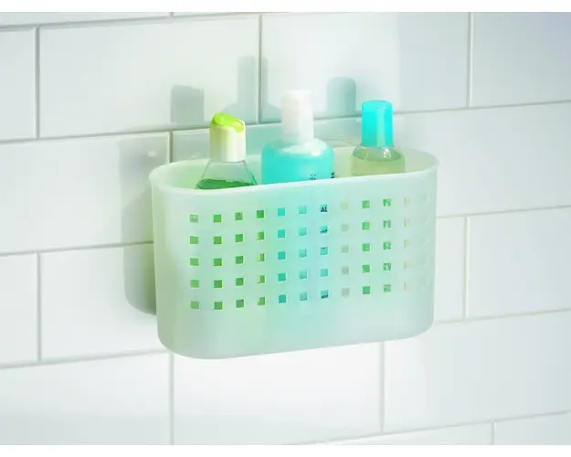 Suport accesorii pentru baie Basic, iDesign, 26x10.5x16.5 cm, cu ventuze