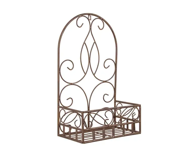 Suport de perete pentru ghiveci Melanie, Bizzotto, 32 x 17 x 51 cm, otel, maro