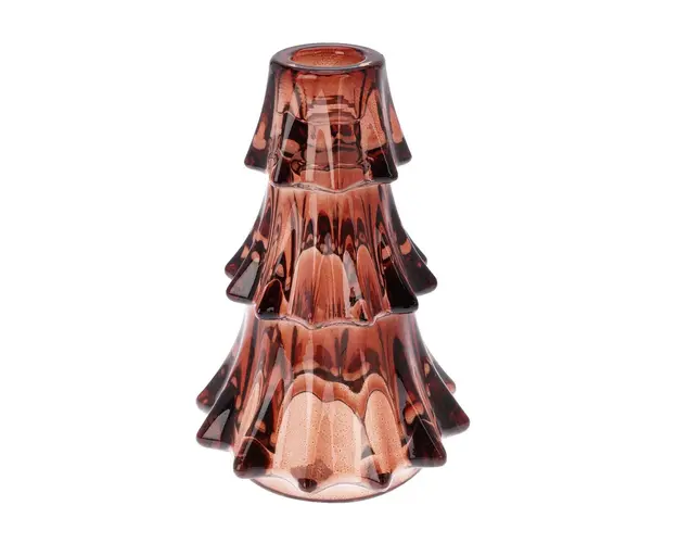Suport lumanare Xmas Tree v1, Excellent Houseware, 10x14.8 cm, sticla, rosu inchis