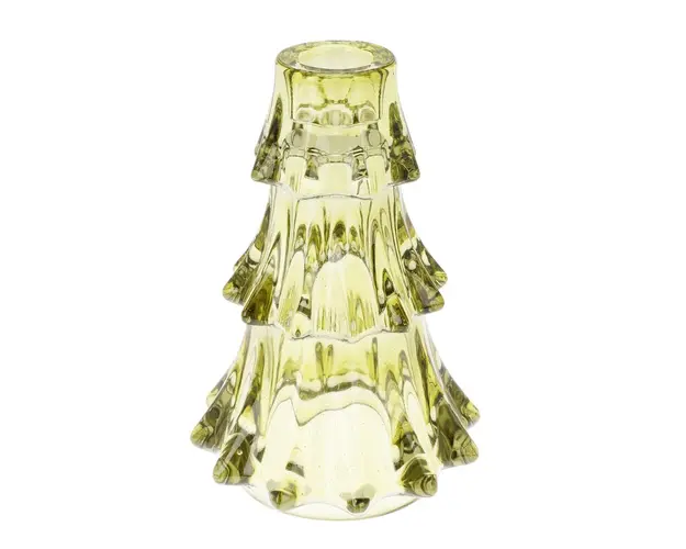 Suport lumanare Xmas Tree v2, Excellent Houseware, 10x14.8 cm, sticla, verde deschis