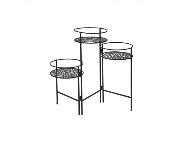 Suport metalic pentru 3 ghivece, negru