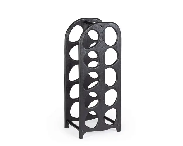 Suport pentru 10 sticle Yukon, Bizzotto, 27 x 20 x 67 cm, lemn de mango, negru