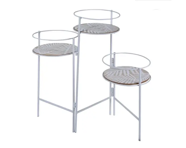 Suport pentru flori Leaf, 3 zone, metal, alb