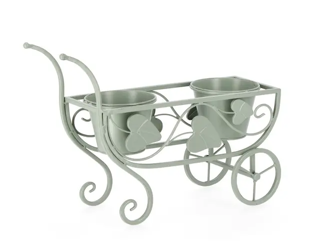 Suport pentru ghivece Harriet, Bizzotto, 48 x 19 x 31 cm, otel, verde sage