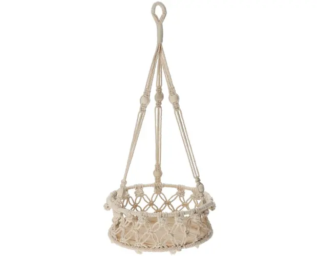 Suport pentru ghivechi Macrame, 25x60 cm, bumbac/MDF, bej